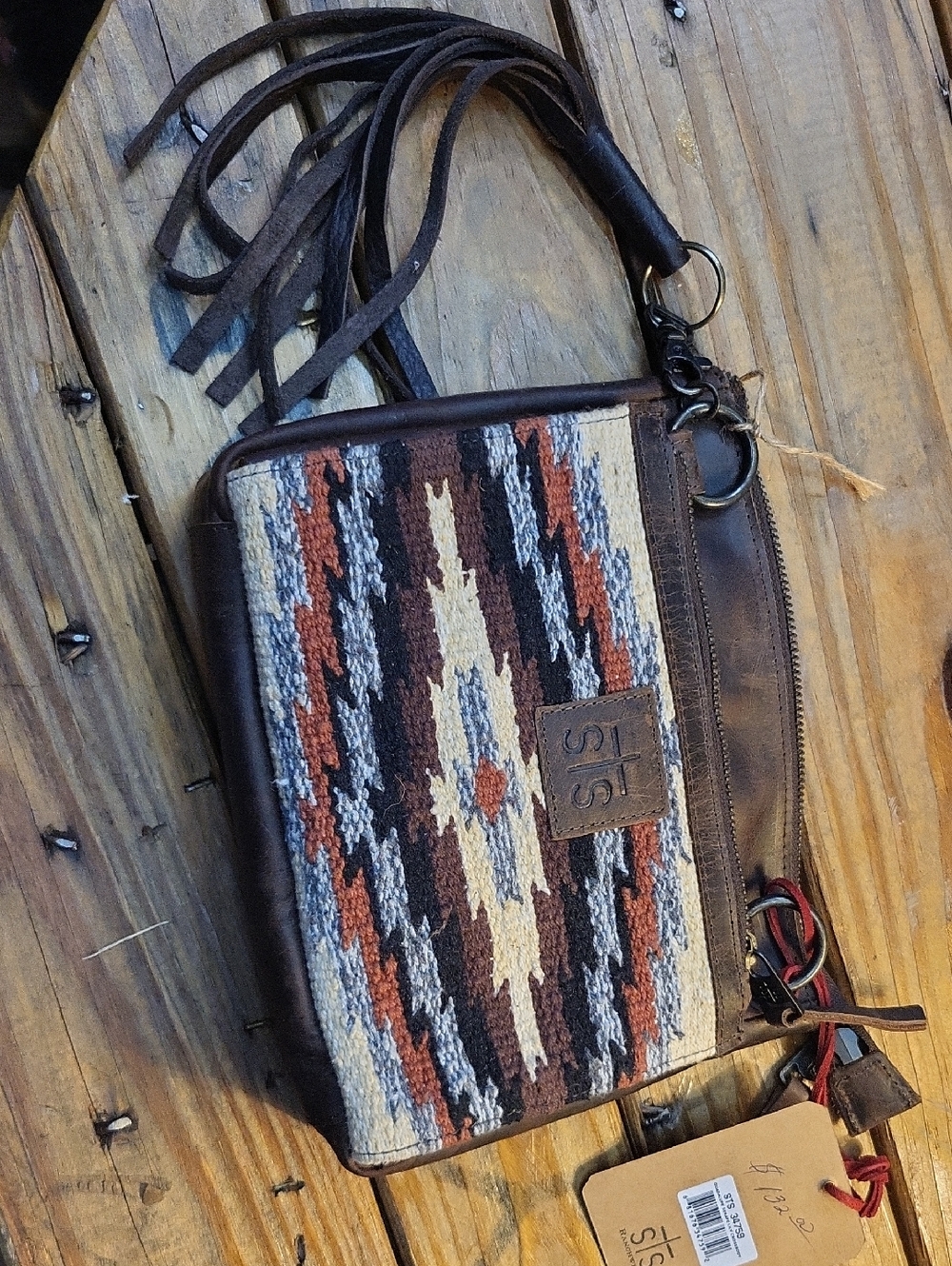 STS Ranchwear Brown Multi-Color Aztec Crossbody Bag